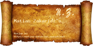 Matias Zakariás névjegykártya